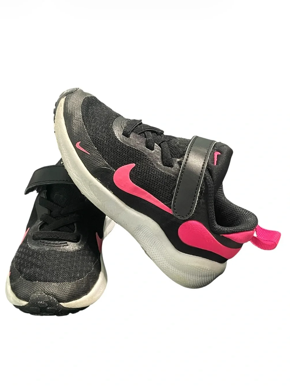 Nike Kids Black Sneakers with Pink Accents